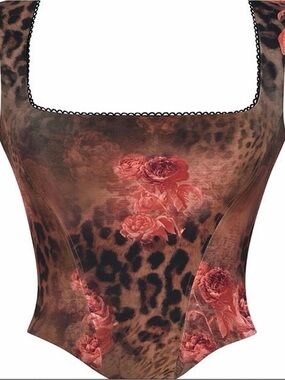 House of CB Kalina Floral Leopard Corset Top